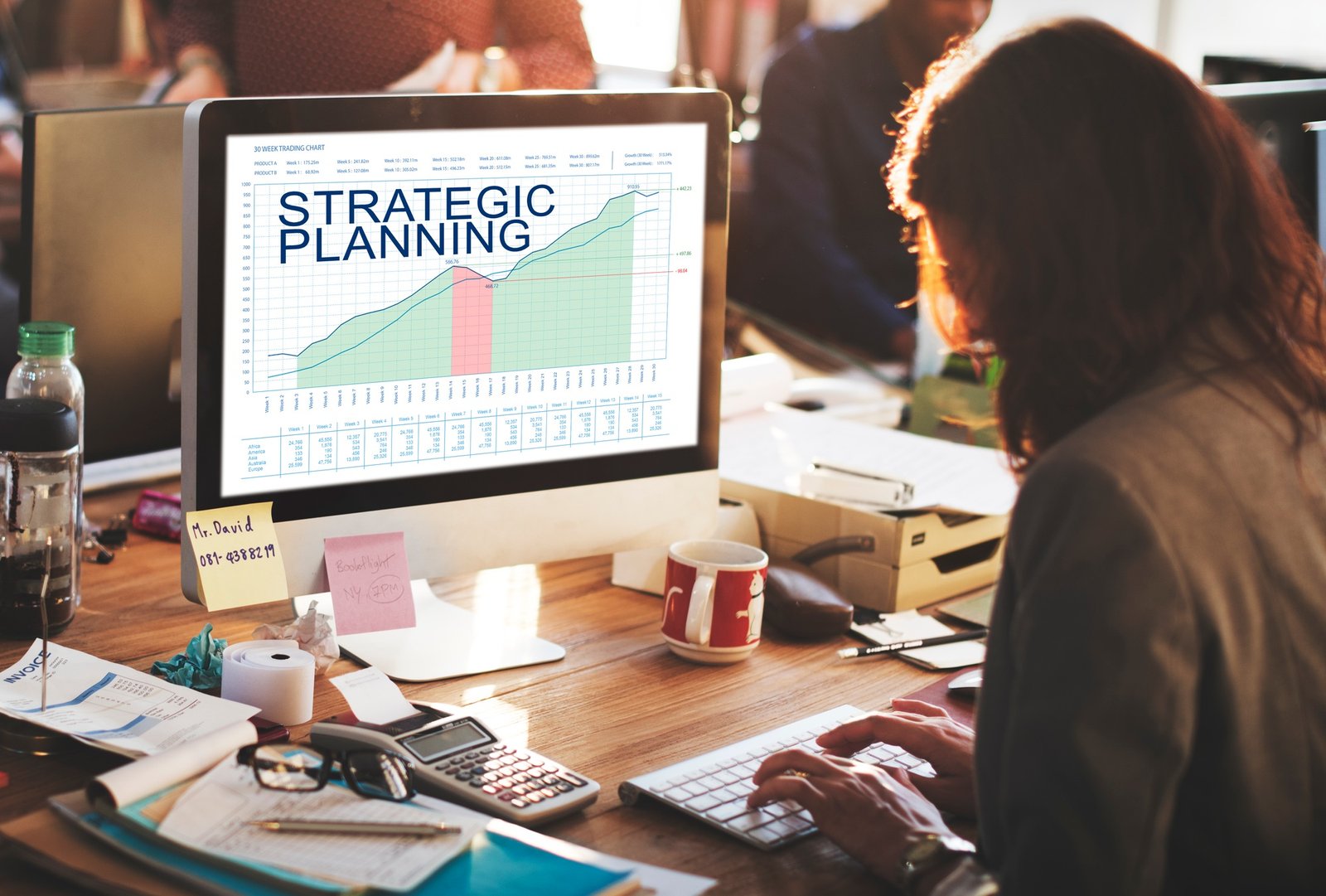 Strategic Plan Graphs Business Marketing Goals concept